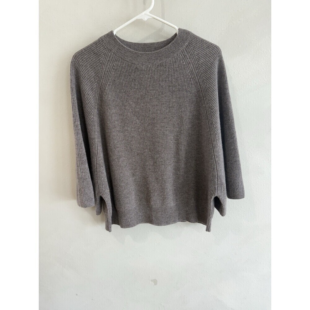 Kinross Women’s Pullover Sweater Medium Taupe Gray Purple Wide Sleeve Pullover